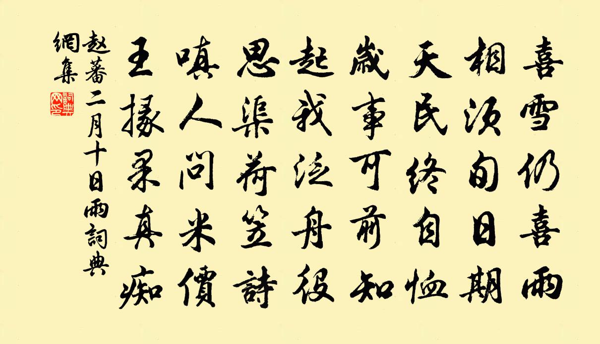 赵蕃二月十日雨书法作品欣赏