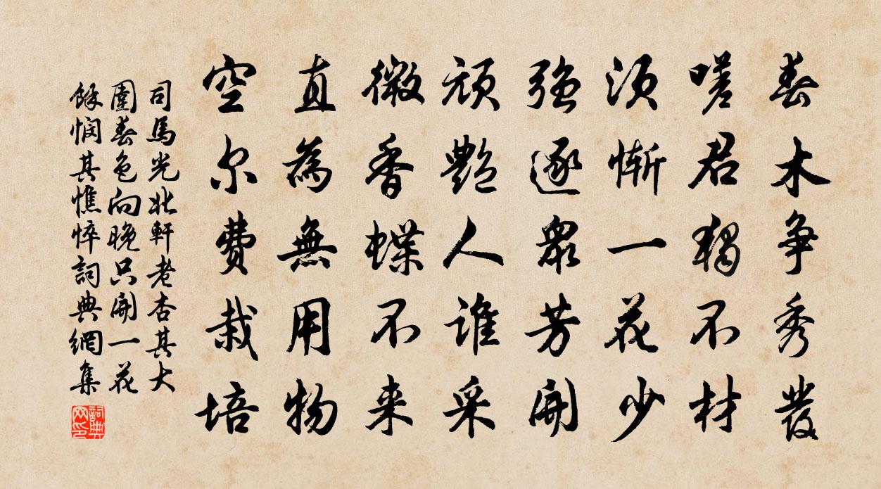司马光北轩老杏其大围春色向晚只开一花余悯其憔悴书法作品欣赏