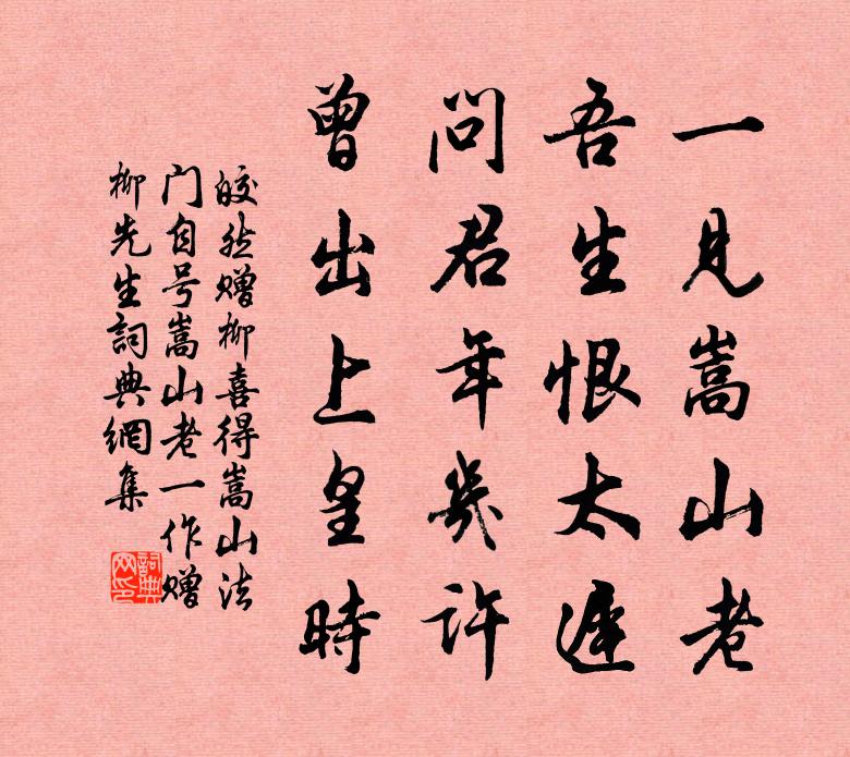皎然赠柳喜得嵩山法门自号嵩山老（一作赠柳先生）书法作品欣赏