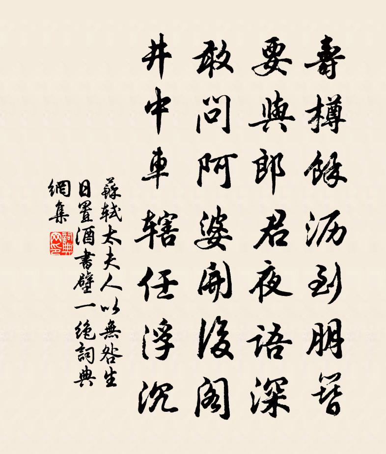 苏轼太夫人以无咎生日置酒书壁一绝书法作品欣赏