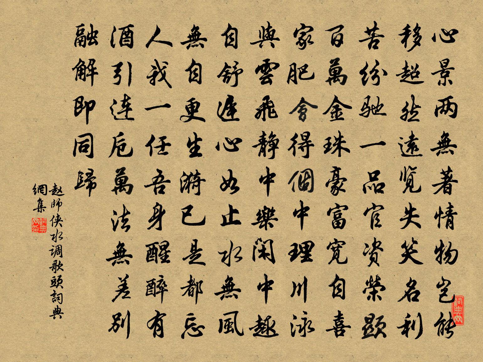 赵师侠水调歌头书法作品欣赏