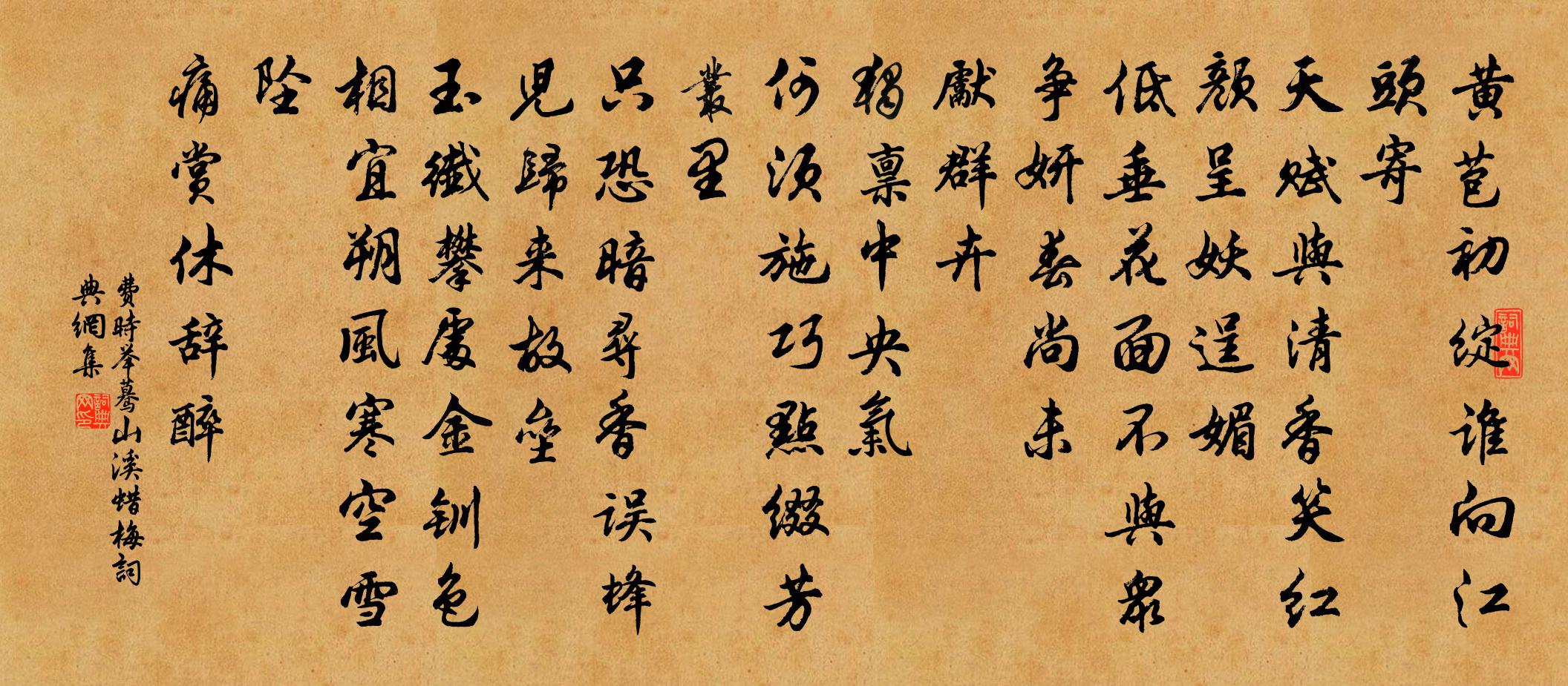 费时举蓦山溪（蜡梅）书法作品欣赏