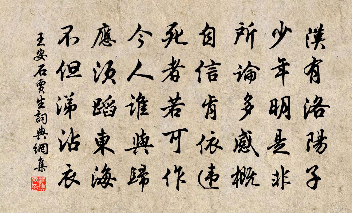 王安石贾生书法作品欣赏