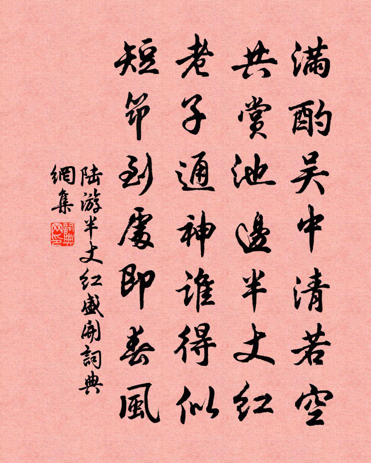 陆游半丈红盛开书法作品欣赏