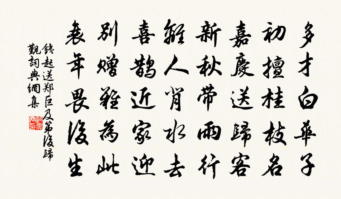 钱起送郑巨及第后归觐书法作品欣赏