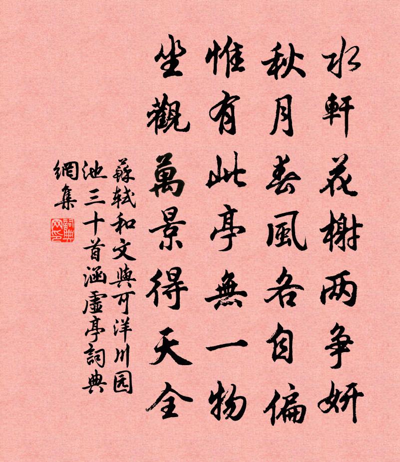 苏轼和文与可洋川园池三十首  涵虚亭书法作品欣赏
