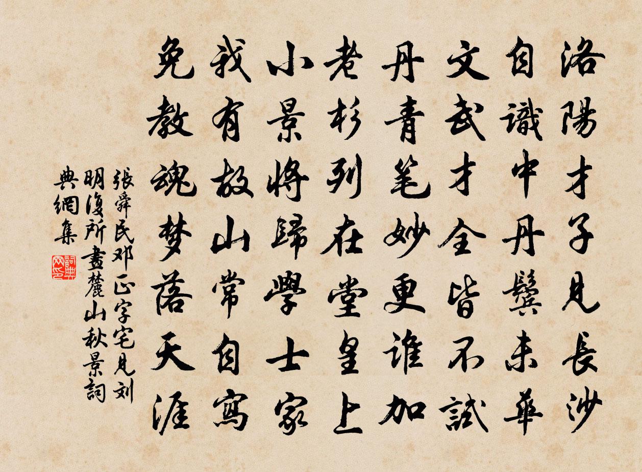 张舜民邓正字宅见刘明复所画麓山秋景书法作品欣赏