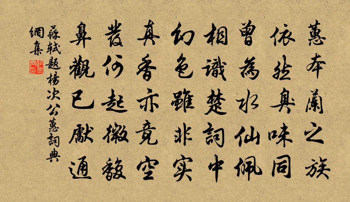 苏轼题杨次公蕙书法作品欣赏