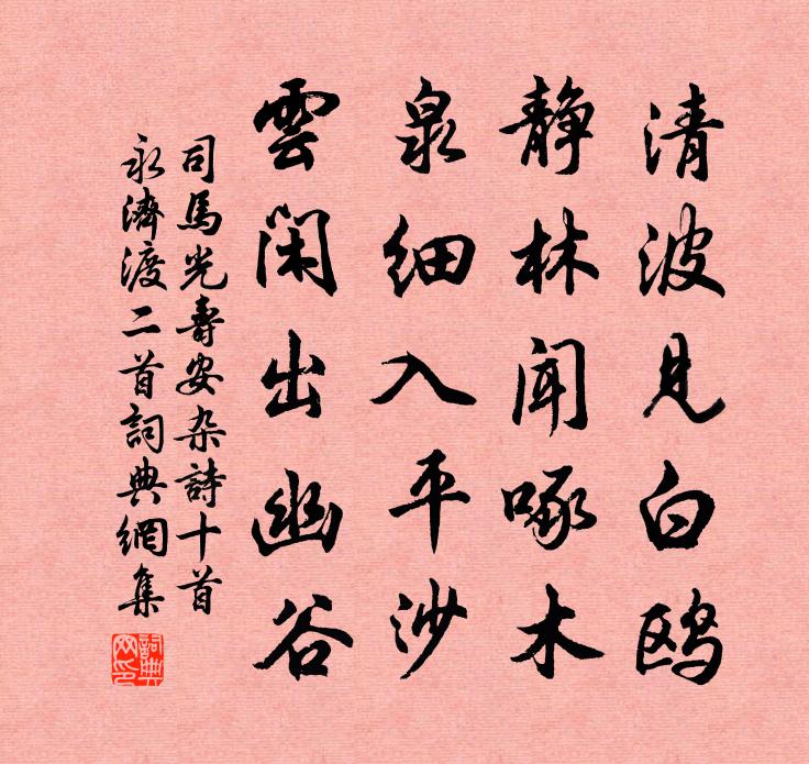 司马光寿安杂诗十首永济渡二首书法作品欣赏