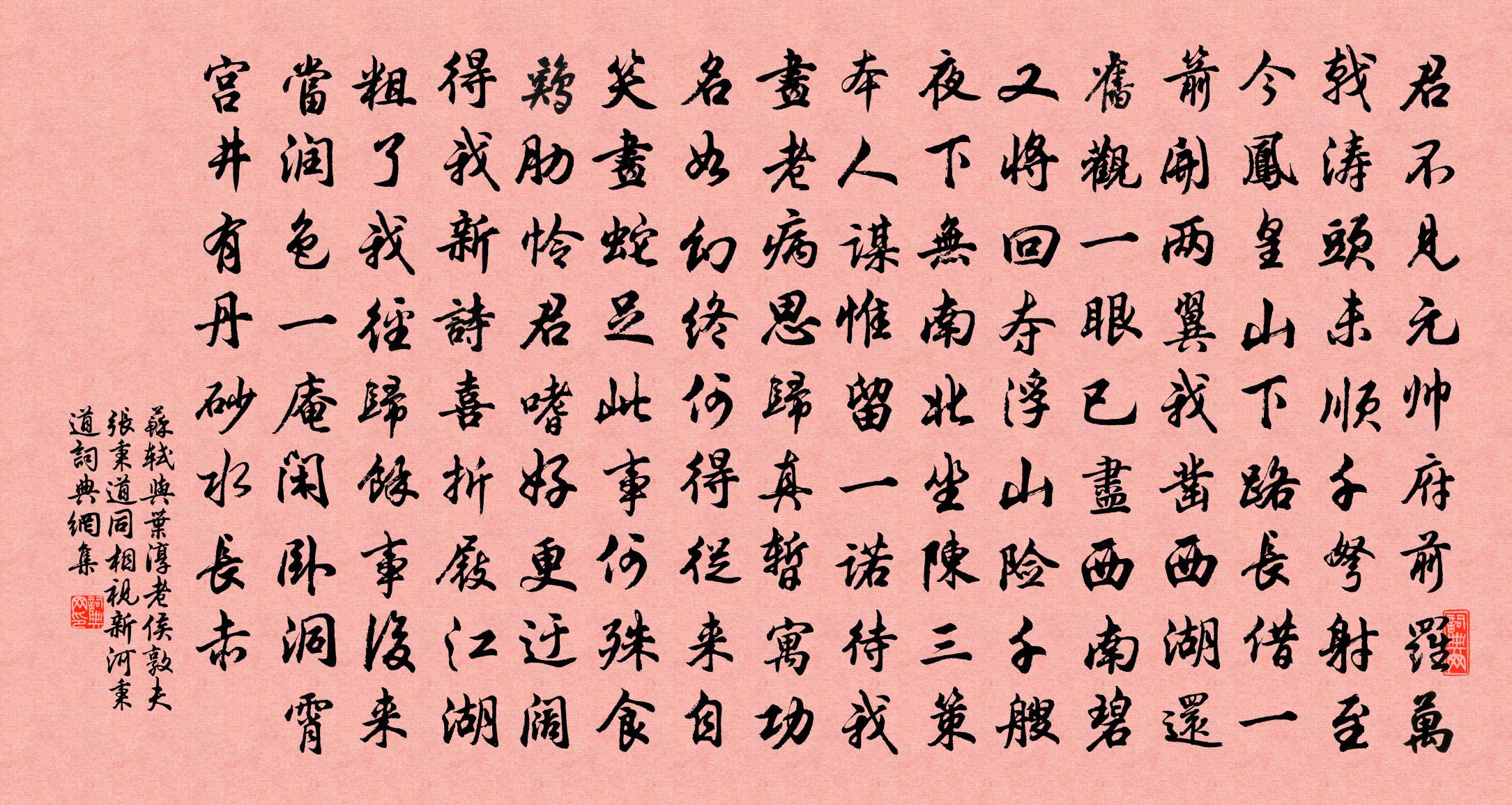 苏轼与叶淳老、侯敦夫、张秉道同相视新河，秉道书法作品欣赏