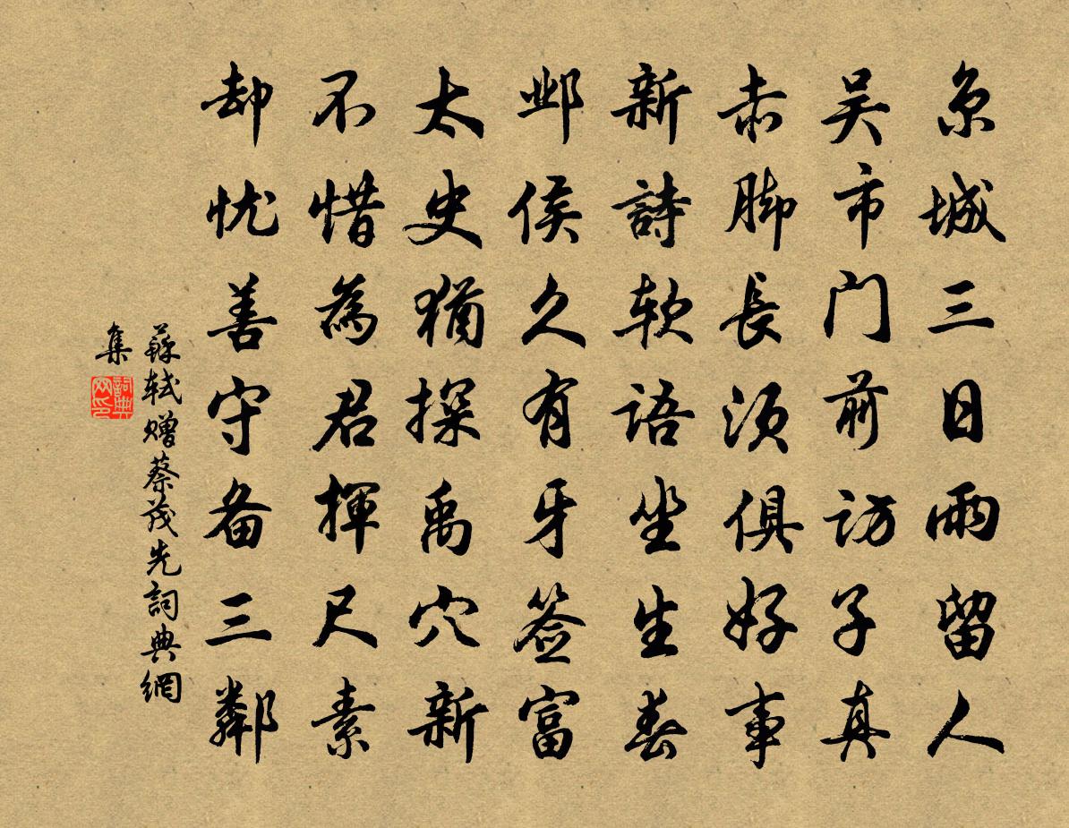 苏轼赠蔡茂先书法作品欣赏