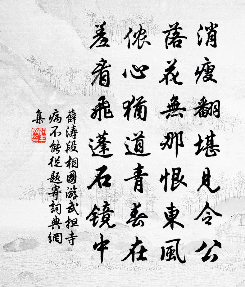 薛涛段相国游武担寺病不能从题寄书法作品欣赏