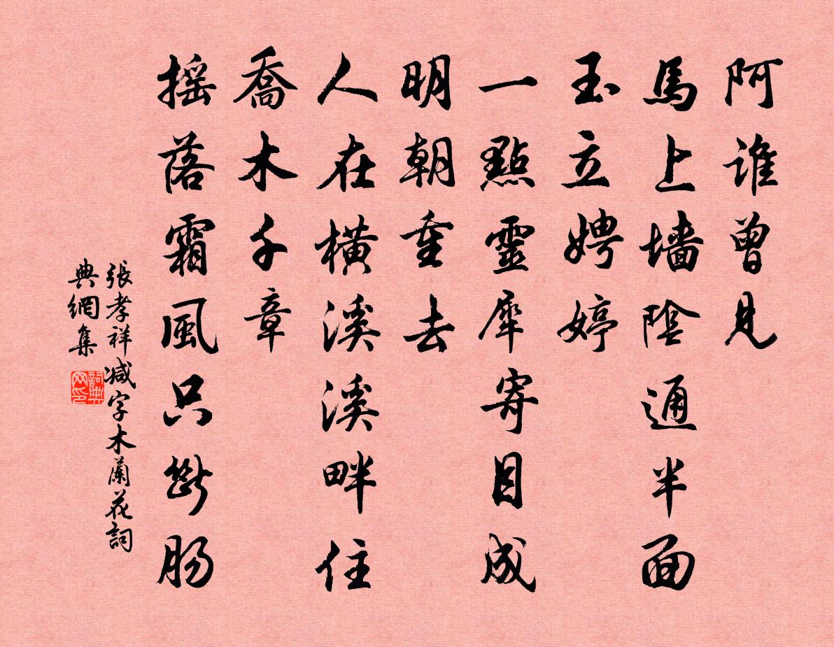 张孝祥减字木兰花书法作品欣赏
