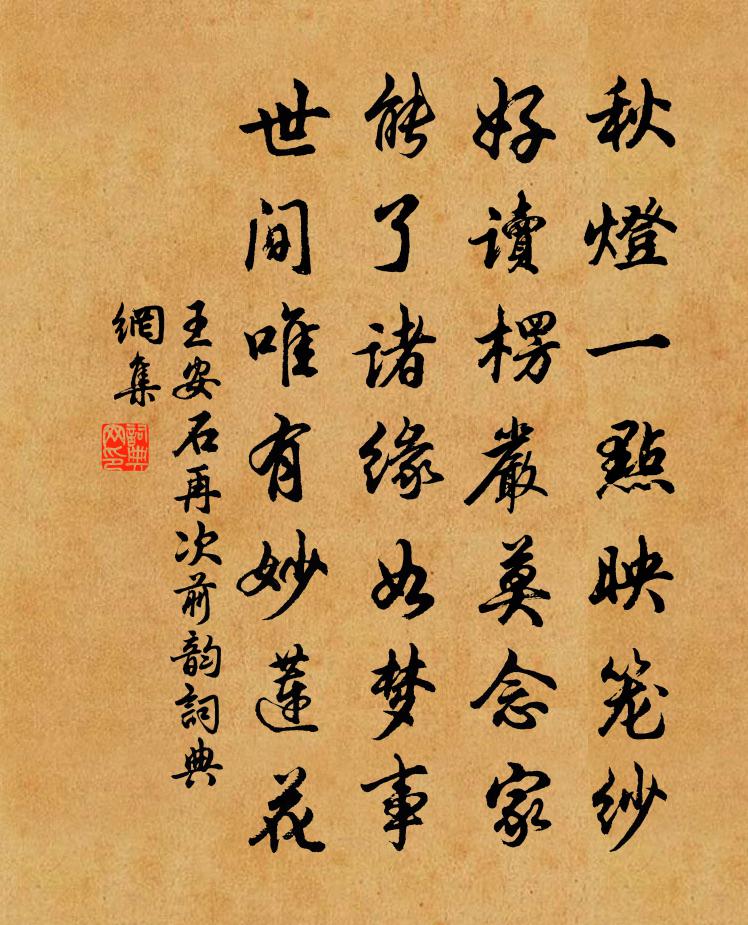 王安石再次前韵书法作品欣赏
