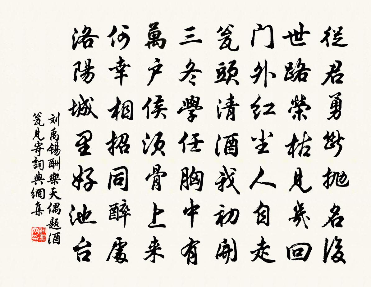 刘禹锡酬乐天偶题酒瓮见寄书法作品欣赏