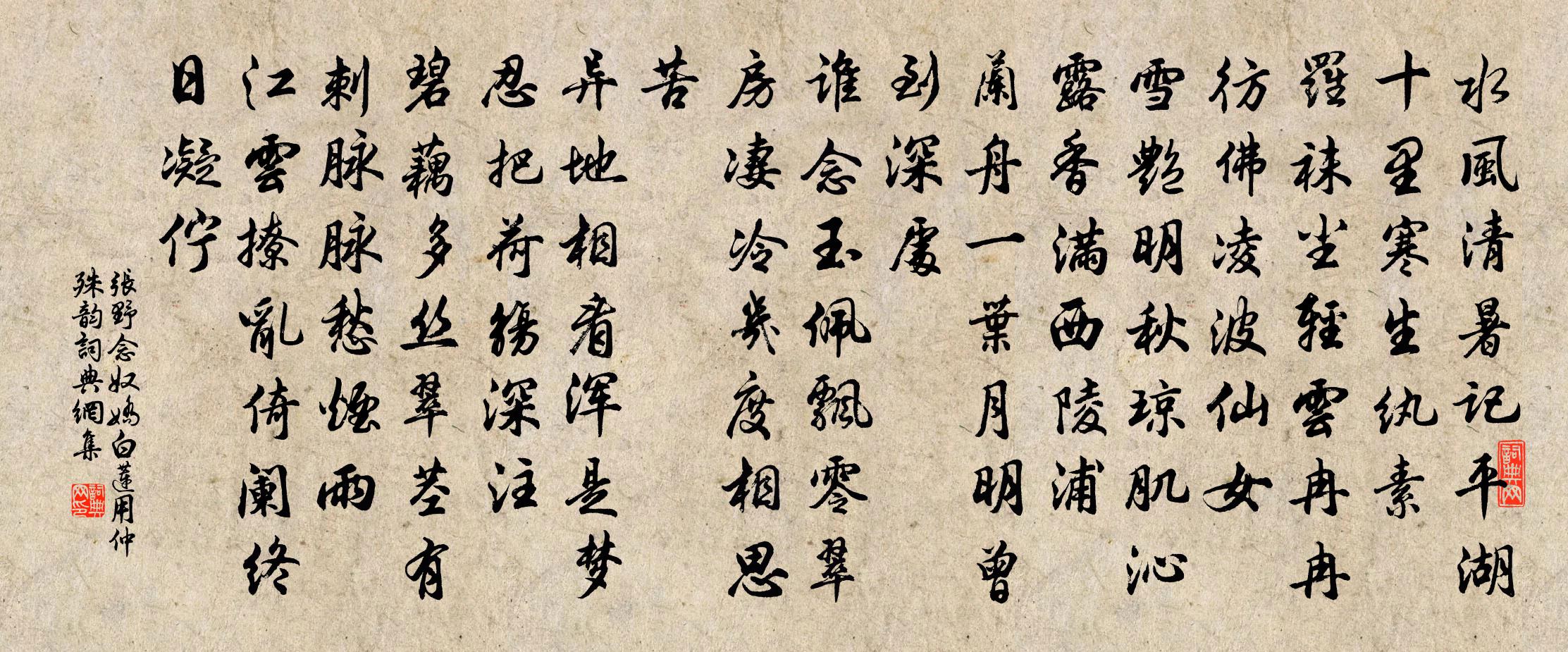 张野念奴娇 白莲用仲殊韵书法作品欣赏