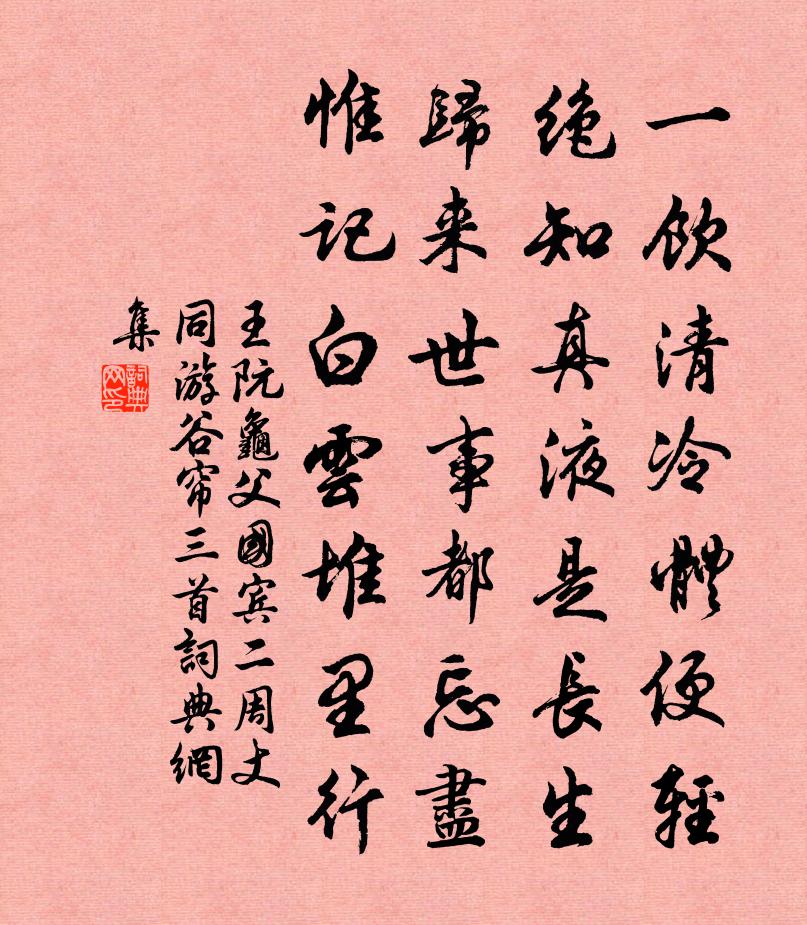 王阮龟父国宾二周丈同游谷帘三首书法作品欣赏