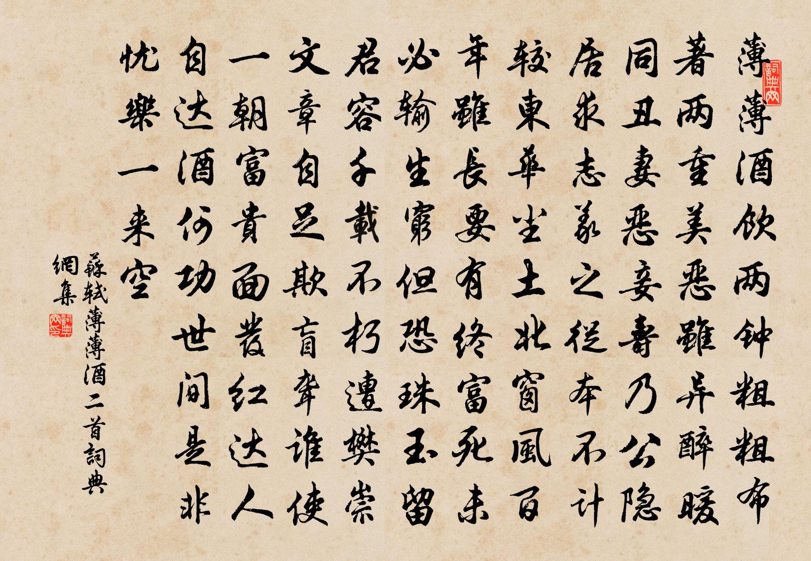 苏轼薄薄酒二首书法作品欣赏