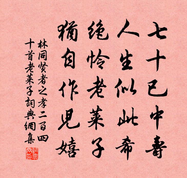 林同贤者之孝二百四十首老莱子书法作品欣赏