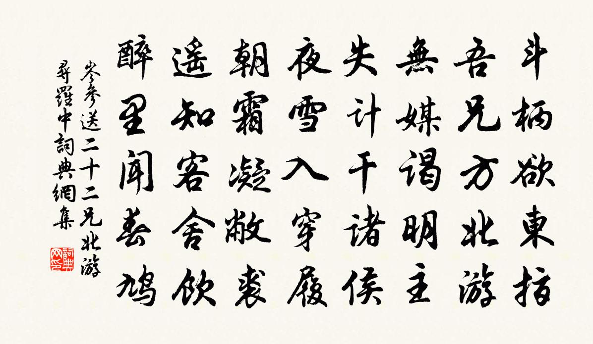 岑参送二十二兄北游寻罗中书法作品欣赏