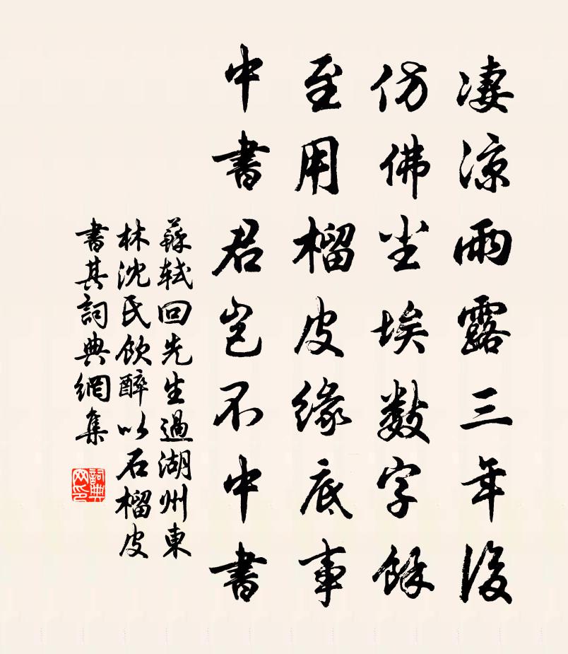 苏轼回先生过湖州东林沈氏，饮醉，以石榴皮书其书法作品欣赏