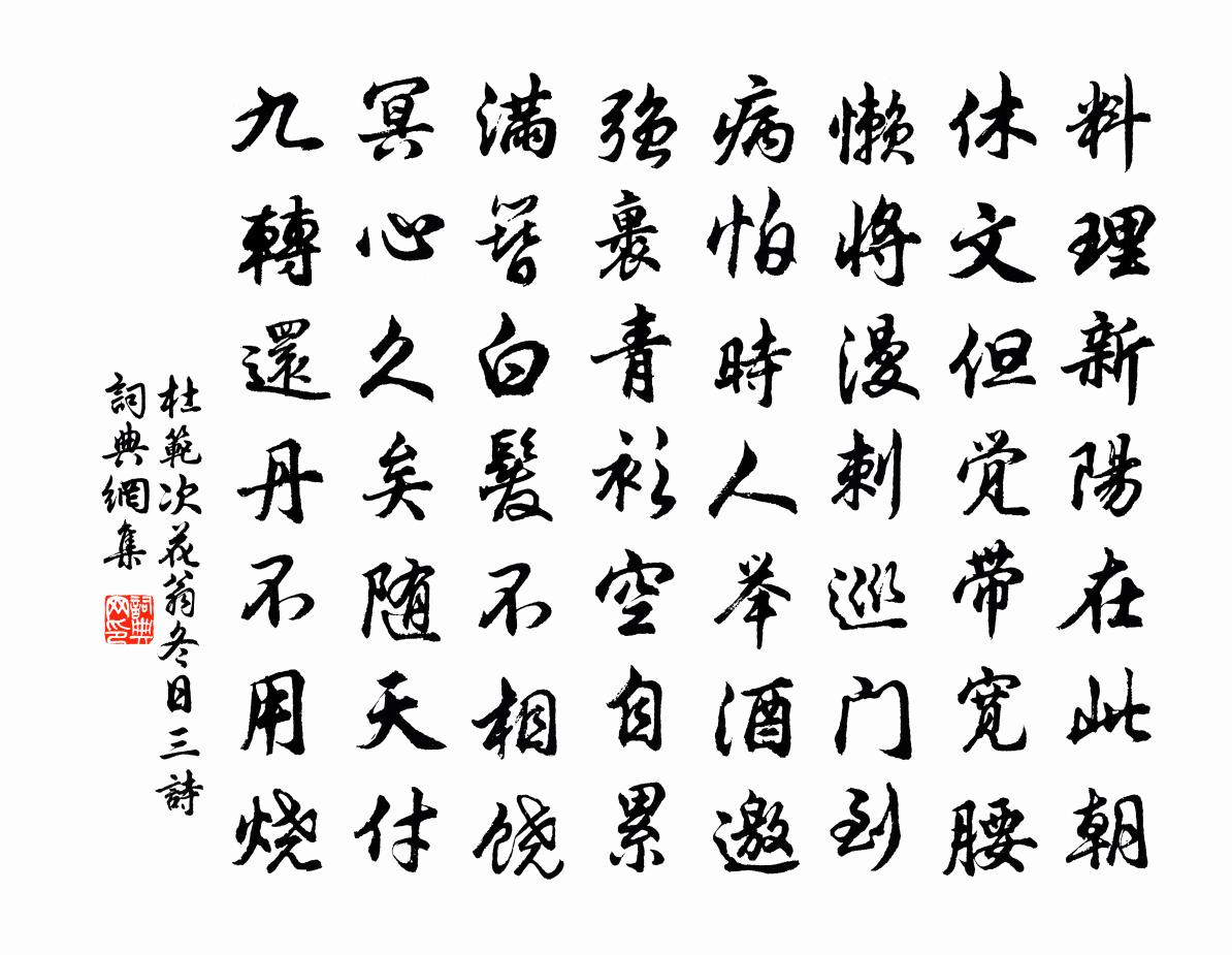 杜范次花翁冬日三诗书法作品欣赏