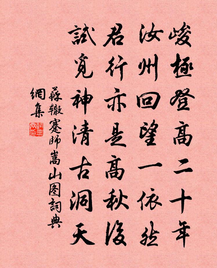 苏辙蹇师嵩山图书法作品欣赏